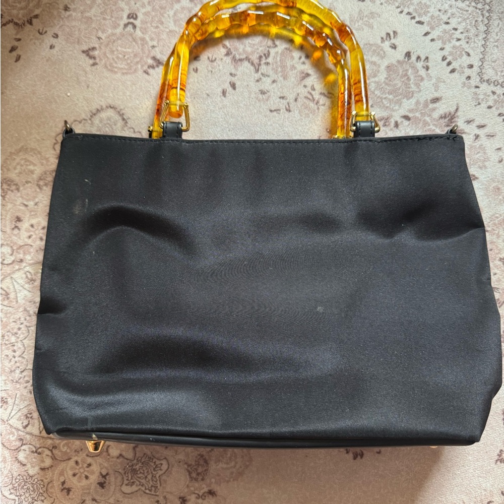 Vintage Black Handbag with Acrylic Handles